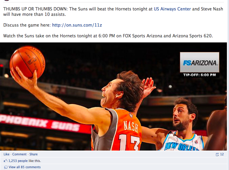 Phoenix Suns Facebook page